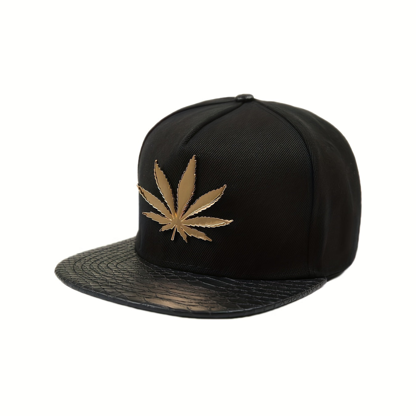 Men's Hip Hop Baseball Cap Street Dance Hat Punk Wind Metal Hemp Leaves Pattern
