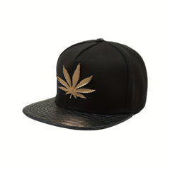 Men's Hip Hop Baseball Cap Street Dance Hat Punk Wind Metal Hemp Leaves Pattern