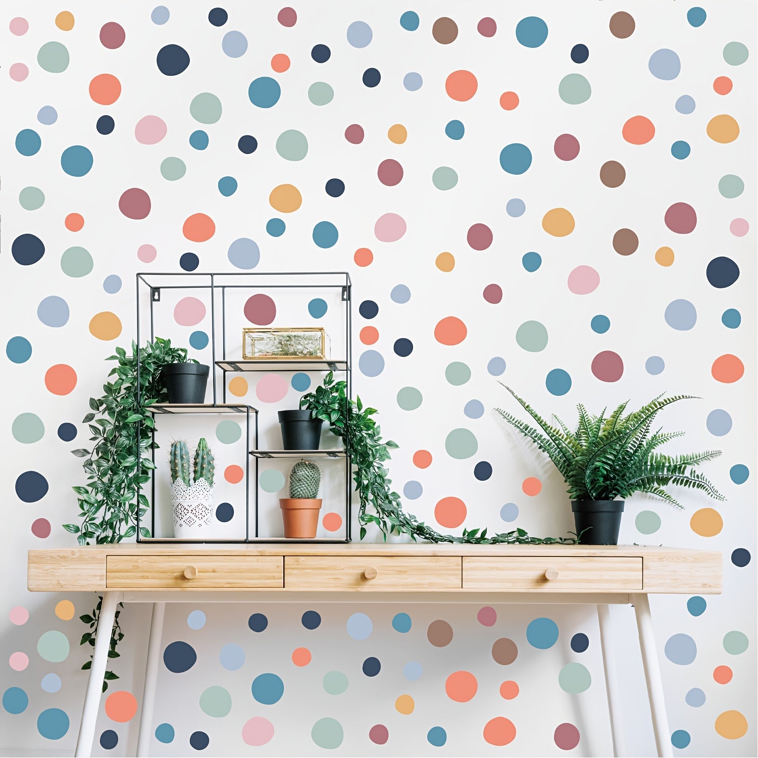 30pcs Boho Colorful Dots Wall Stickers Self-adhesive Home Decor
