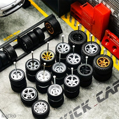 1/64 Wheels With Rubber Tires - 5 Sets for 5 Cars - Halloween Thanksgiving Chris