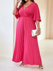 Casual Jumpsuit Women's Solid Half Sleeve Wide Leg