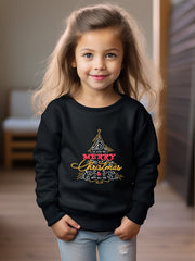 Cartoon Christmas Tree Pattern Sweatshirt for Girls