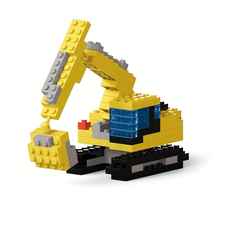 Construction Building Blocks Excavator Bulldozer Roller DIY Model