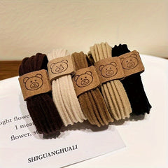 5pcs Little Bear Hair Rope Elastic Headband Thick Hair Ties