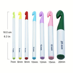 7pcs Colorful Plastic Crochet Hooks Set 7.0mm-20mm