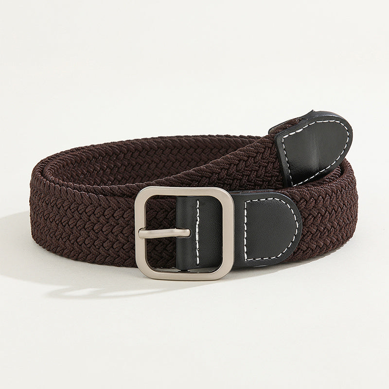 Geometric Buckle Belt Braided Stretch Boho Belt