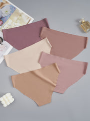 5pcs Seamless Solid Briefs Comfy & Breathable Intimates Panties Women's Lingerie