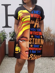 Casual Dress Women's Plus Figure & Letter Print