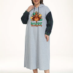 Thanksgiving Turkey Print Hooded Sleep Dress