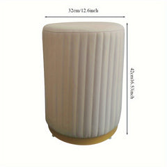 Nordic Style Leather Round Ottoman Footrest Stool with Golden Plated Base