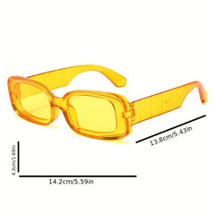 Rectangle Frame Sunglasses Wrap Around Wide Temple Eyewear UV400
