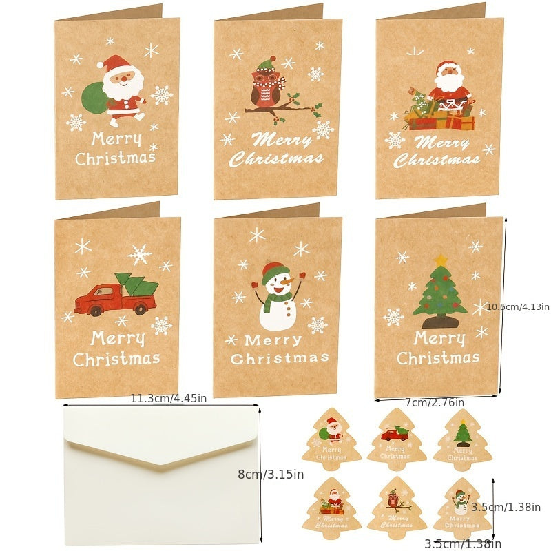 6pcs Christmas Greeting Cards Envelope Stickers