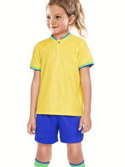 Boys Football Suit: Jersey, Shorts, Socks, Knee Pads