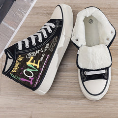 Warm Plush Lined Chunky Canvas Sneakers