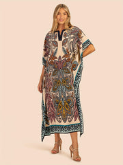 Boho Cover Up Paisley Print Maxi Cover Up