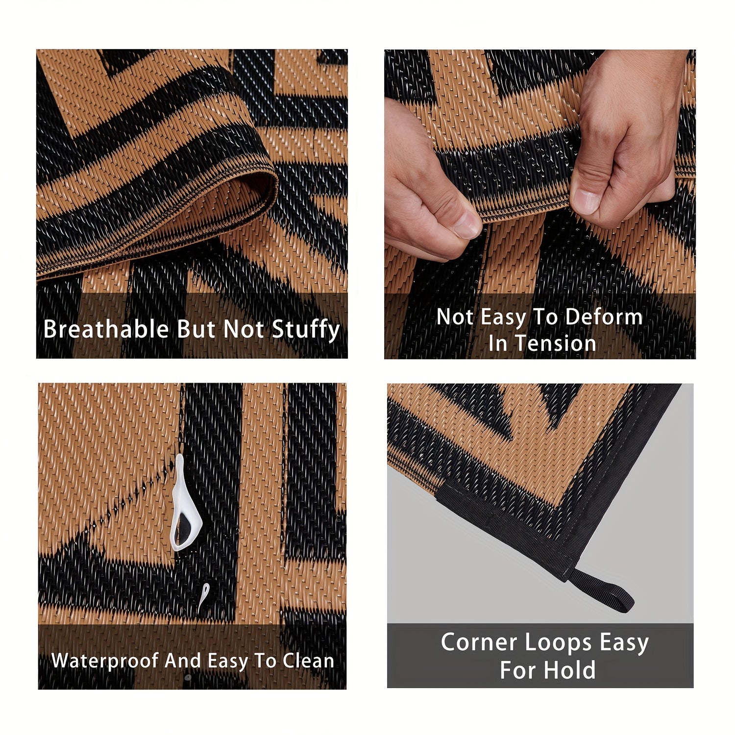 Waterproof Outdoor Rug Stain & UV Resistant Floor Mat for Patio Porch RV Pool