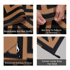 Waterproof Outdoor Rug Stain & UV Resistant Floor Mat for Patio Porch RV Pool