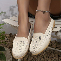 Women's Hollow Out Mules Flat Backless Loafers Slip On Shoes