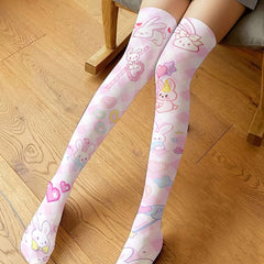 Cartoon Anime Print Over The Knee Socks Lolita Long Tube Socks Women's