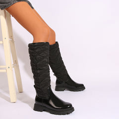 Women's Knee High Thick Sole Down Panel Boots