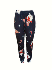 Christmas Loungewear Set Crew Neck Top & Pants Women's Sleepwear