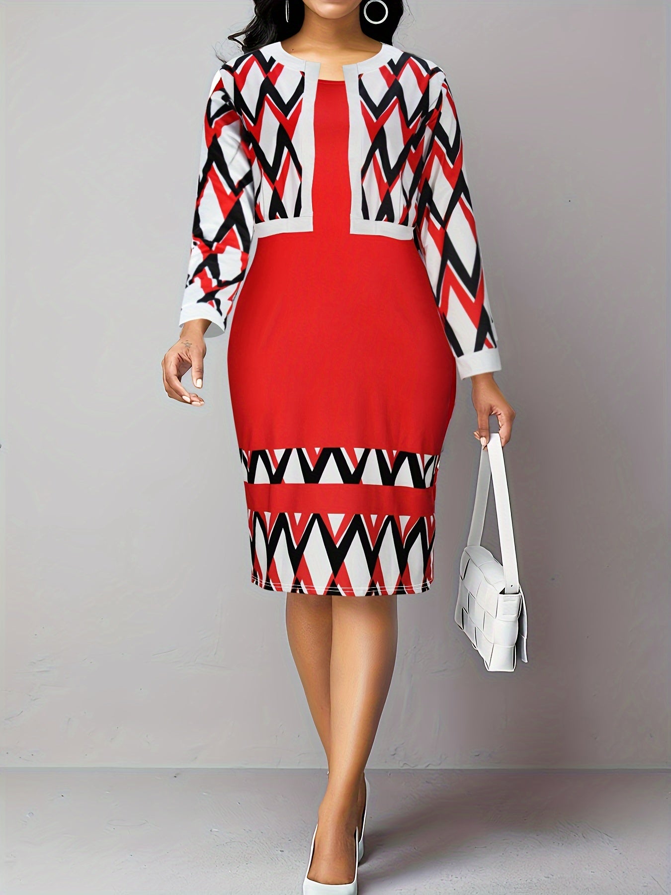 Colorblock Plaid Print Dress & Cardigan Set
