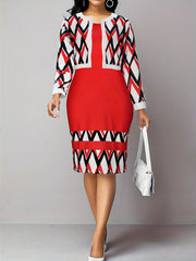 Colorblock Plaid Print Dress & Cardigan Set