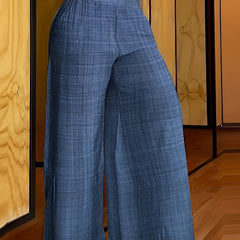 Solid Palazzo Pants Wide Leg Elastic Waist Women's Clothing