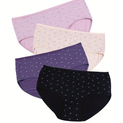 4 Pack Plus Size Floral Print Stretch Underwear Set