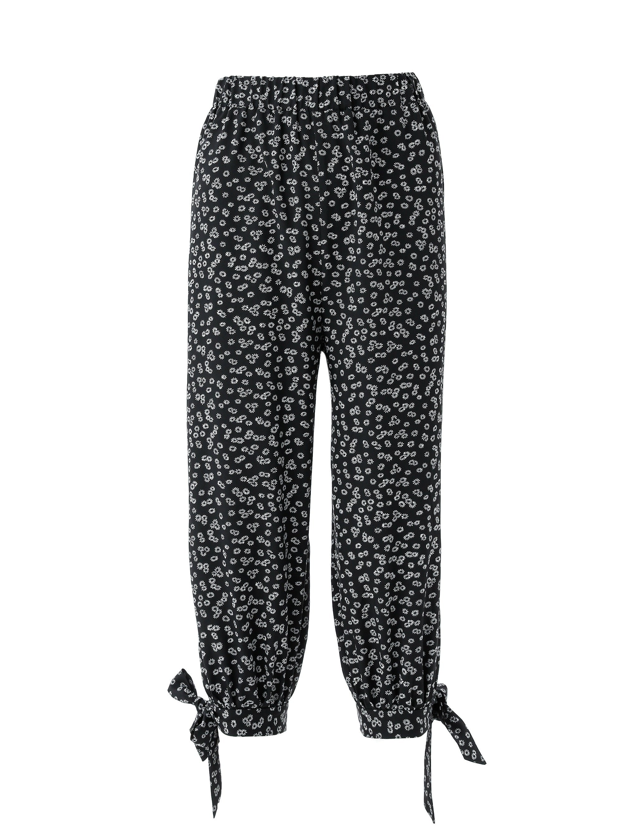 Floral Print Capris Pants Elastic Waist Casual Spring Summer