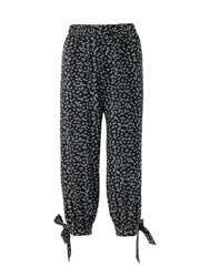 Floral Print Capris Pants Elastic Waist Casual Spring Summer
