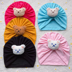 5pcs Bear Head Baby Fetal Cap Soft Pullover Hat for Newborns