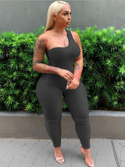 One Shoulder Stretch Jumpsuit