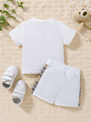 Toddler Boy Outfit Plaid Splicing Casual Set 2pcs
