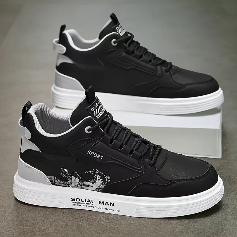 Men's Non-Slip Casual Skate Shoes with Microfiber Leather Uppers