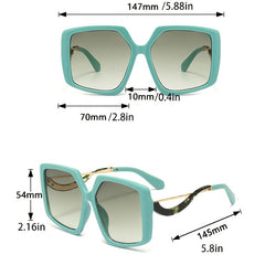 Polygon Frame Metal Temple Sunglasses UV Protection