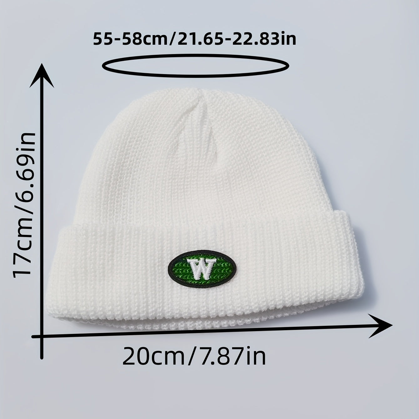 Embroidery Beanie Solid Knit Hat Unisex Windproof Warm Skull Cap