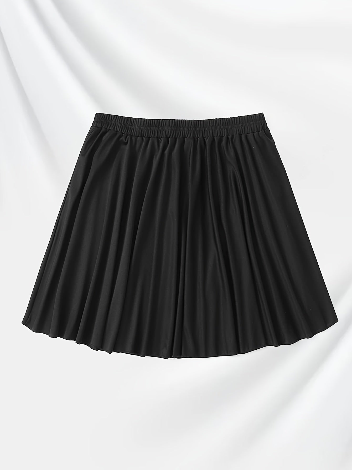 Women's Plus Solid Elastic Waisted Tie Front Skirt