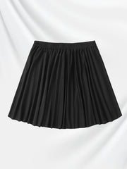 Women's Plus Solid Elastic Waisted Tie Front Skirt