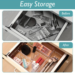 39Pcs Clear Drawer Organizer Set Plastic Trays Bathroom Dresser Storage Bins