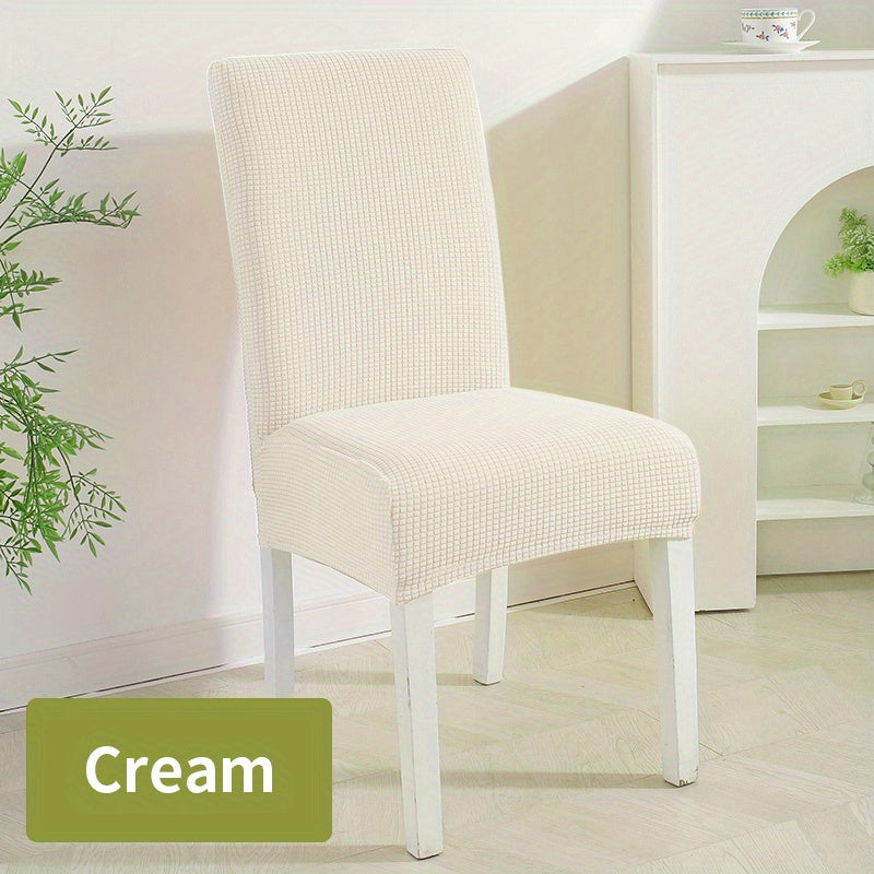 Stretch Chair Cover with Elastic Band Solid Jacquard Grid Pattern