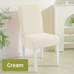 Stretch Chair Cover with Elastic Band Solid Jacquard Grid Pattern
