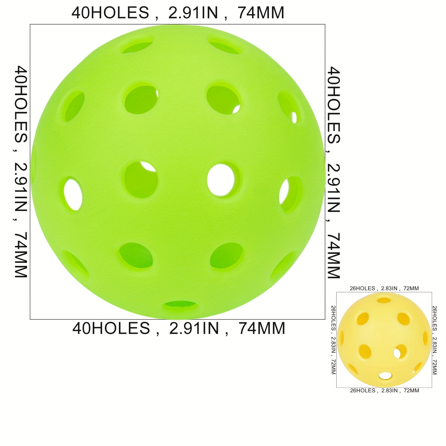 2pcs Indoor and Outdoor Pickleball Balls for Beginner Practice