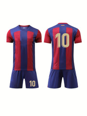 Boy's 10 Striped Football Jersey & Shorts Set