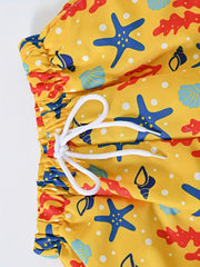 Toddler Boys Starfish Shell Casual Drawstring Waist Shorts Swim Trunks