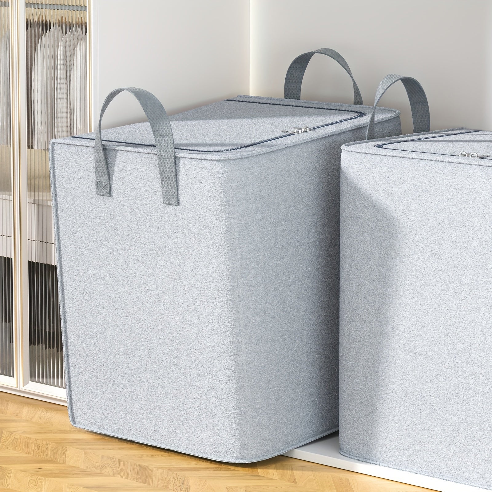 Large Capacity Zipper Felt Storage Bag for Clothes Pants Quilts Socks