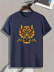 Angry Beast Pattern Print Men's Sports T-shirt Graphic Tee for Fitness
