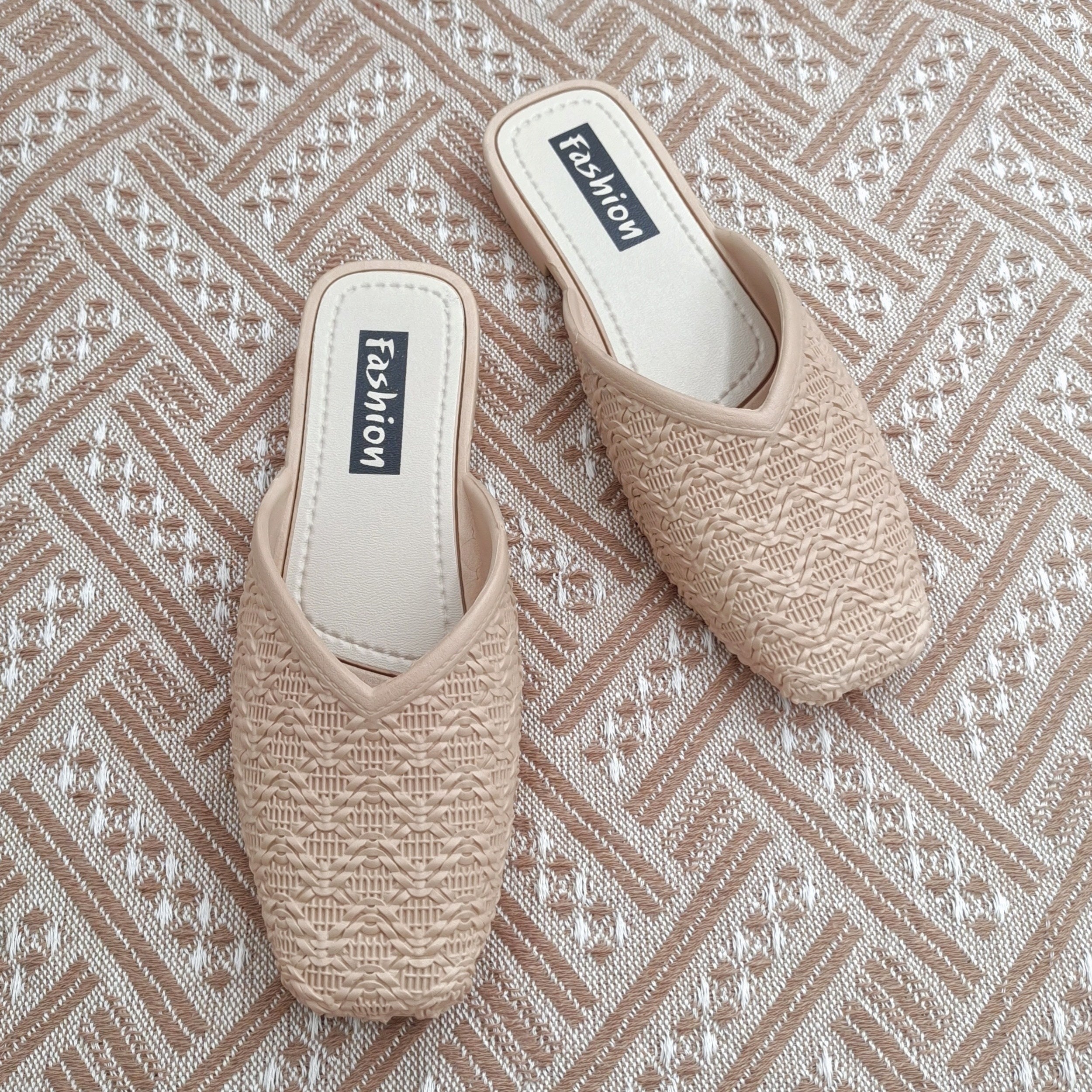 Women's Square Toe Flat Mules Slip On Shoes
