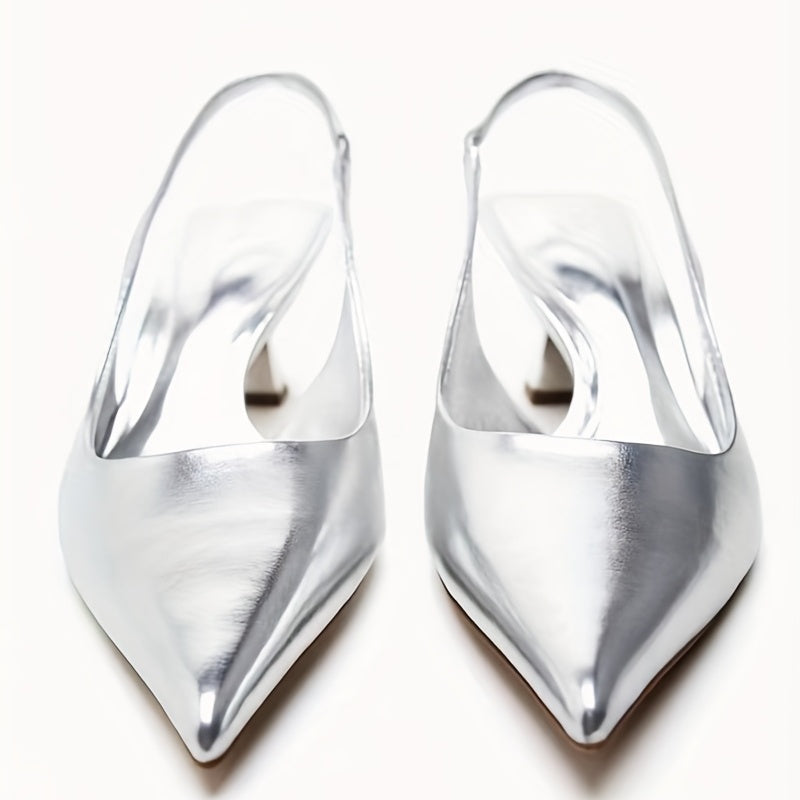 Solid Stiletto Heels Point Toe Slingback Pumps
