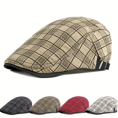 Unisex Check Newsboy Berets Forward Hat